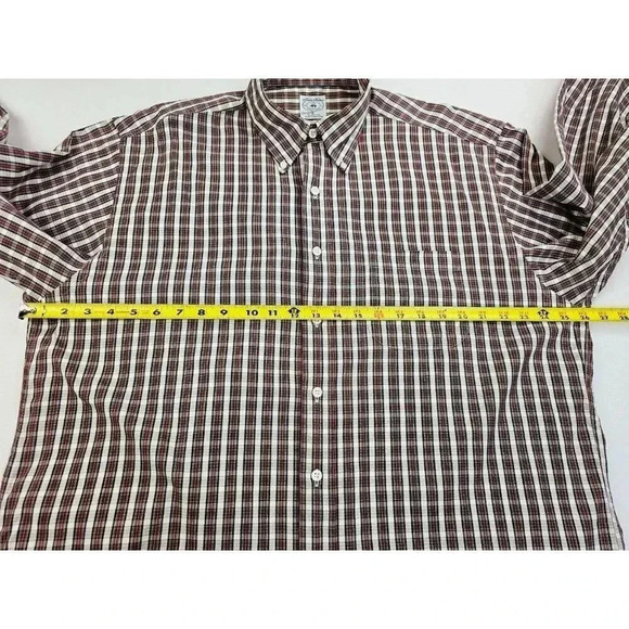 Brooks Bothers Sport Shirt Size Large White Red Green Check Long Sleeve Cotton - Picture 3 of 9